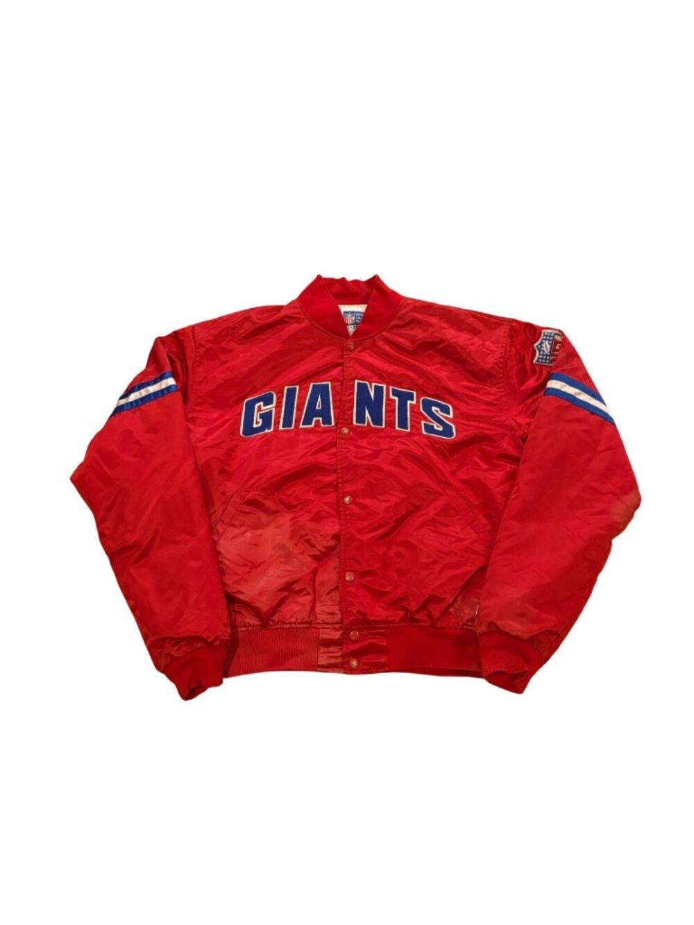 Rare Vintage 80s Starter New York Giants NFL Red Satin Jacket Belichick Men's XL